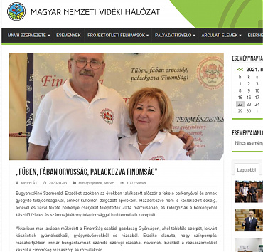  - A Magyar Nemzeti Vidéki Hálózat 2020. november 3-án írt rólunk cikket